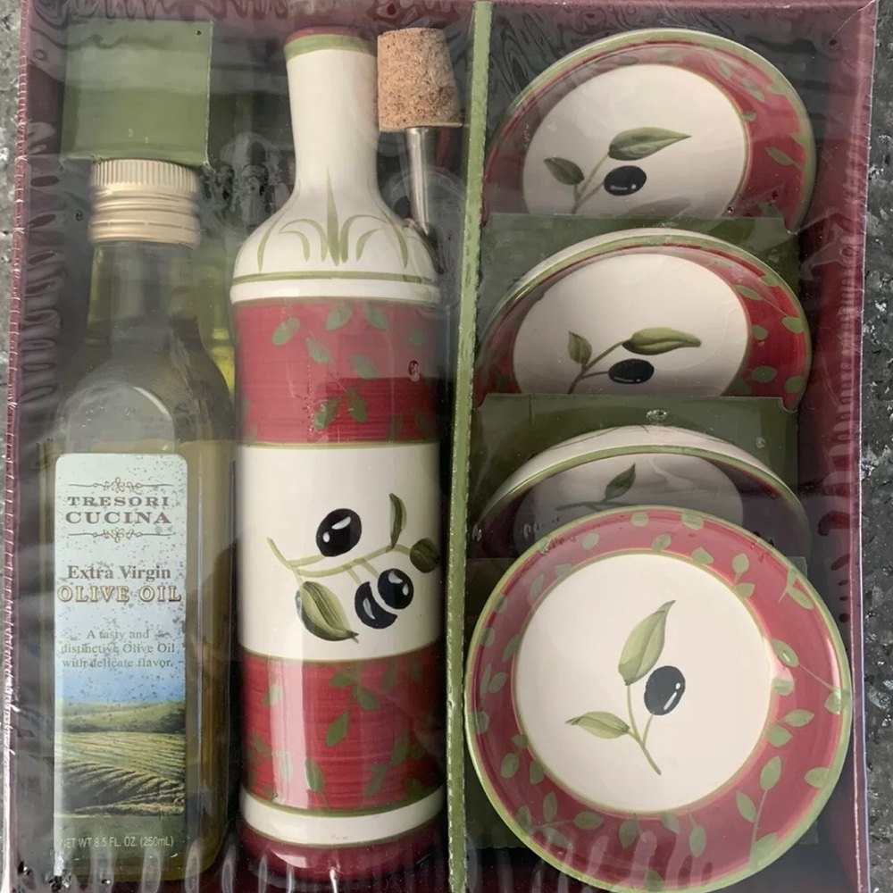 Vintage Cider House Hand Painted Oil Dipping Set NEW